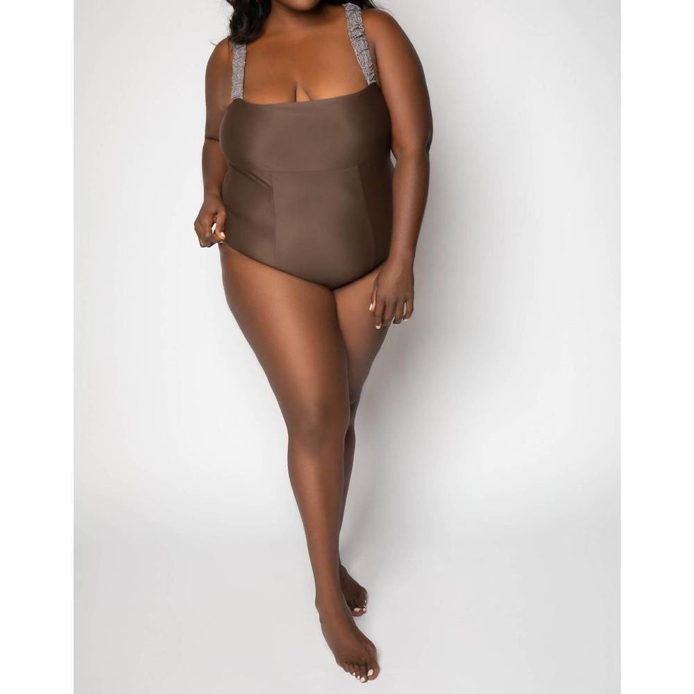 NEW NOMADS wave one peice swimsuit in pebble brown